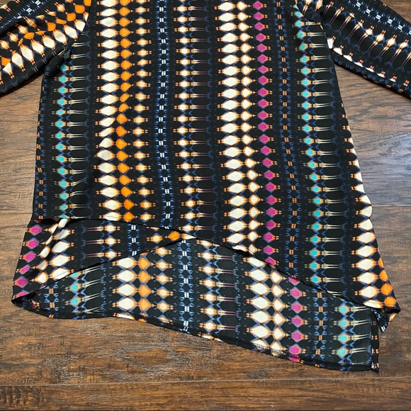 KIKIT Geometric Asymmetrical Hi Low Boho TUNIC L blouse colorful top - Picture 2 of 4